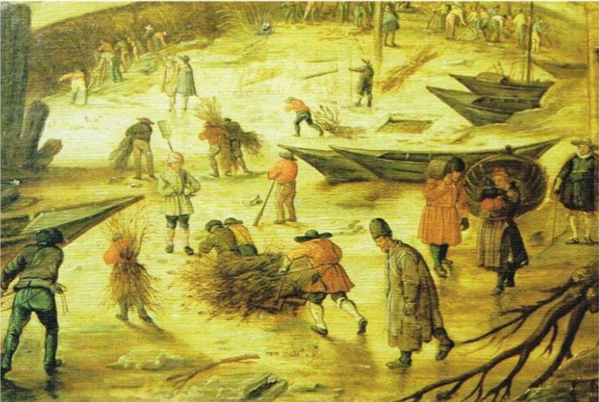 Tekening van de dijkdoorbraak 1614